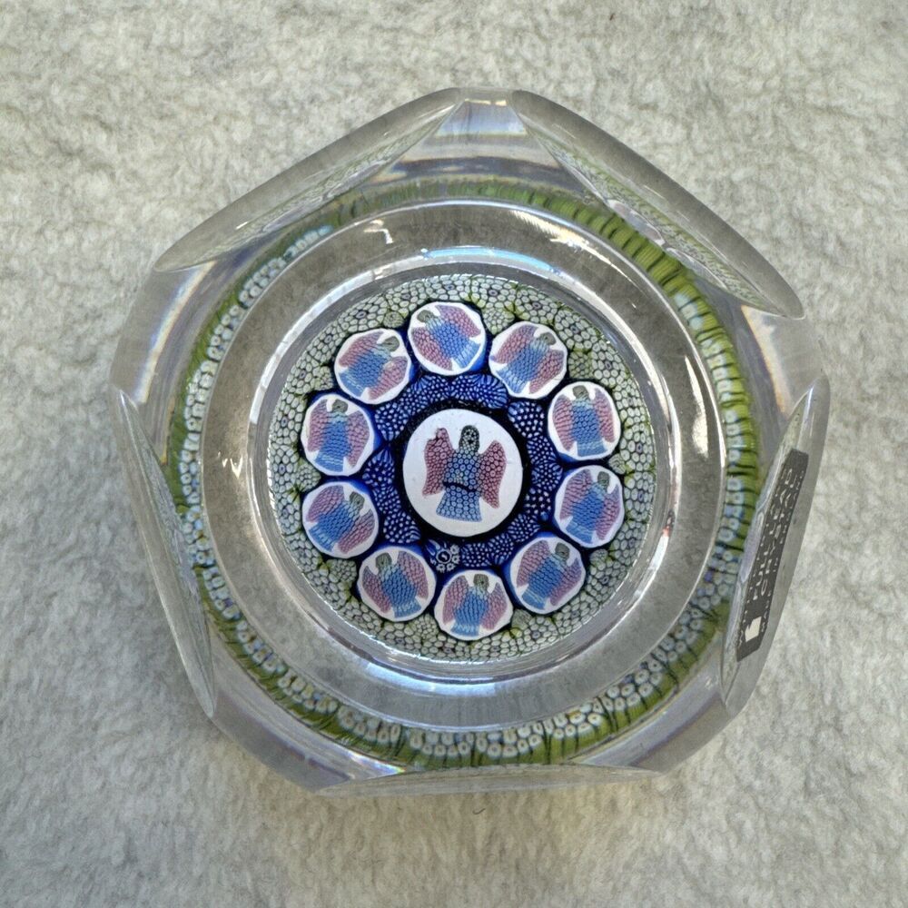 WHITEFRIARS  Christmas Faceted ANGELS Paperweight 1975 LE Pristine